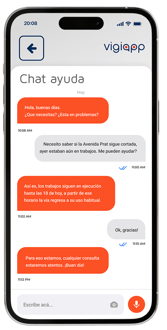 Línea directa chat | VigiApp - Aplicación de Seguridad Municipal